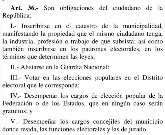 Artículo 36 Constitucional