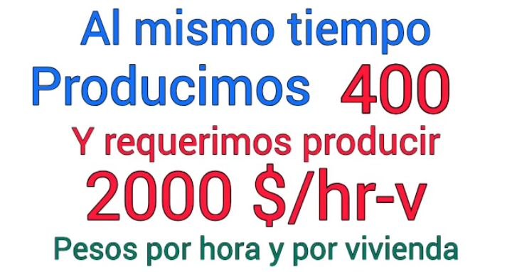 Nuestro nivel medio actual de producción nacional de 35 billones traducido a pesos por hora y por cada una de las 35 millones de viviendas, da estos 400 pesos por hora por vivienda.  Debe ser 2000 que son las 5 veces más que no estamos cosechando por estas distracciones del mal uso del internet y todas las distracciones.